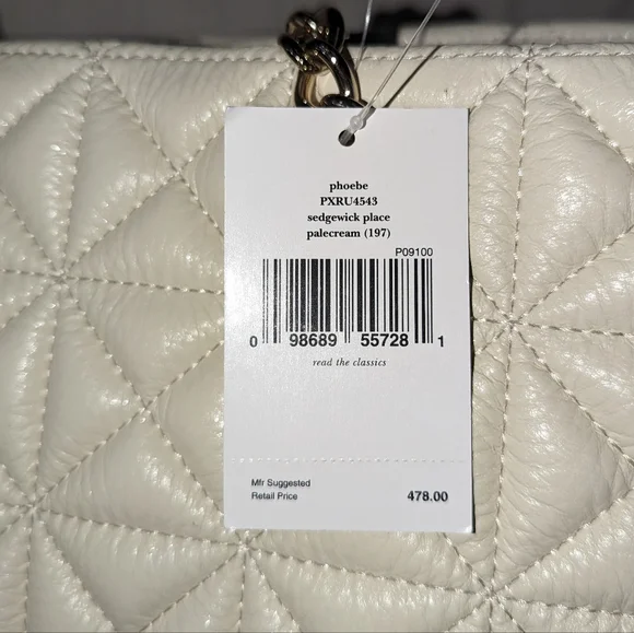 Kate Spade NY Sedgewick Place Phoebe Shoulder Bag Purse Quilted Cream Ivory - Picture 13 of 15